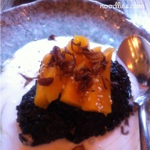 black sticky rice with mango chin chin