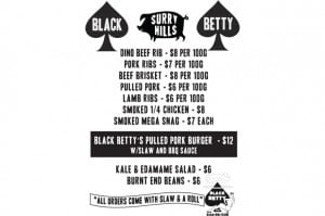 black betty menu forresters hotel surry hills