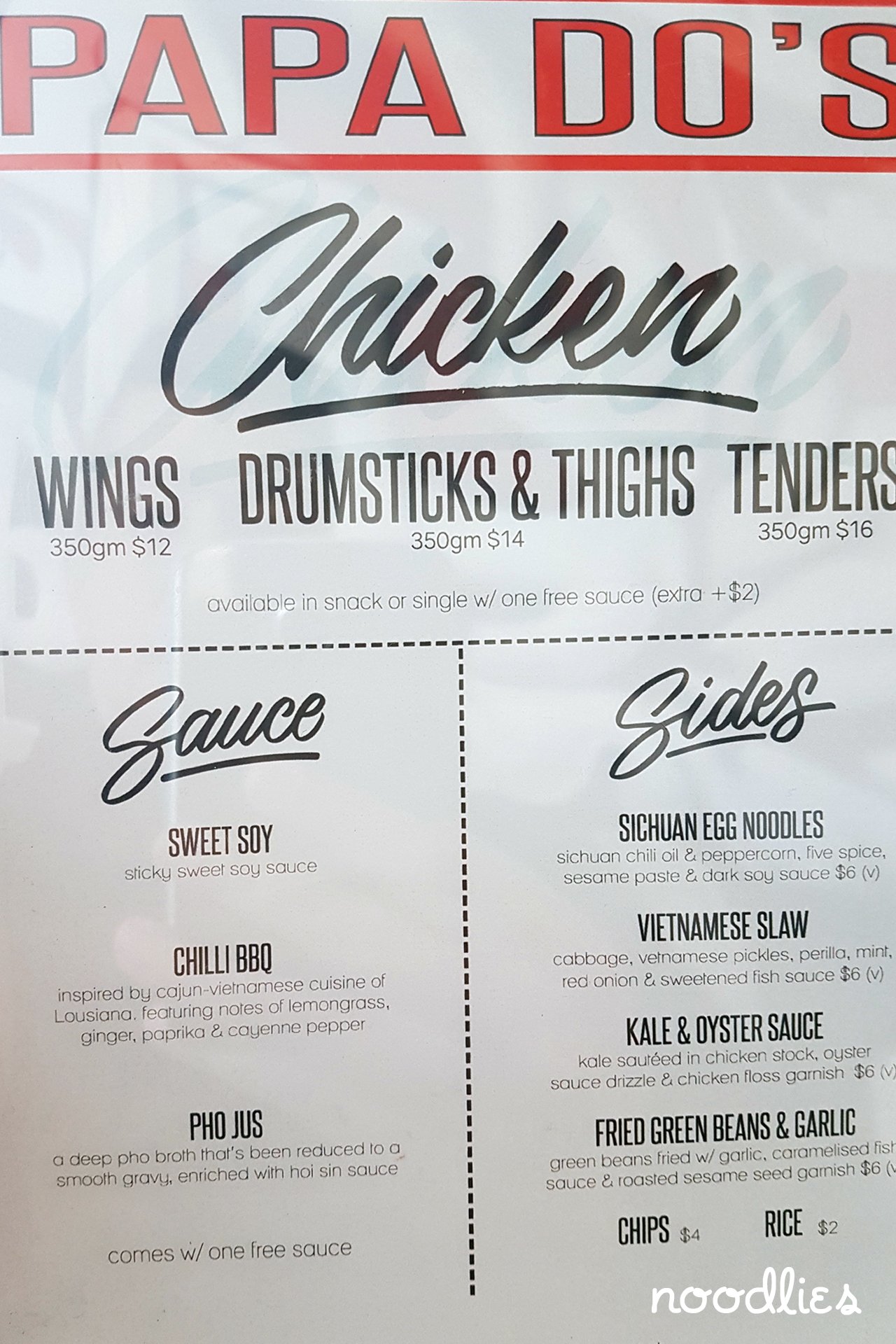 Papa Do's Chicken Cabramatta Menu